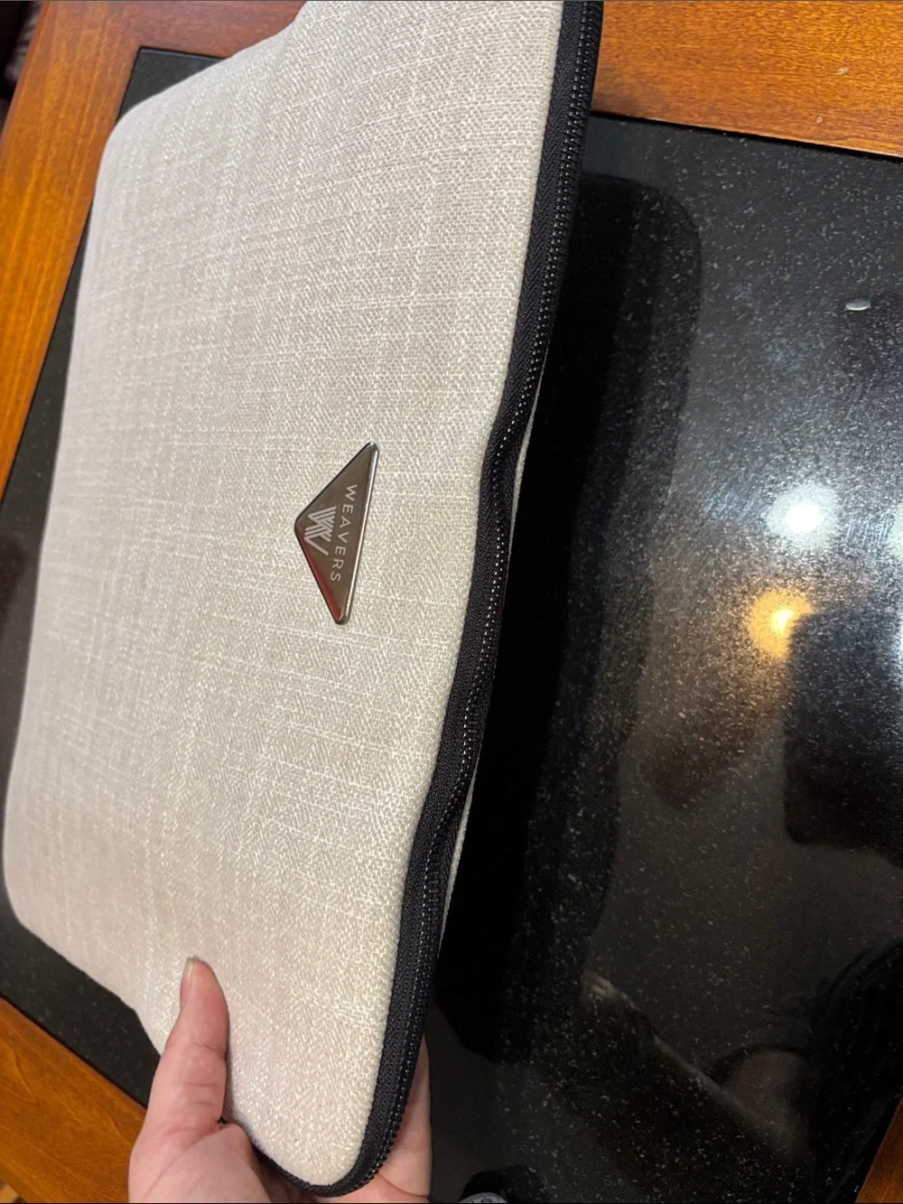 Weavers Beige Laptop Sleeve Weavers 15” Laptop Sleeve Linen Fabric Padded Case C